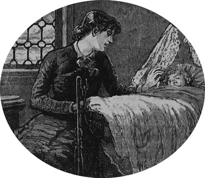 En mor sjekker sitt sovende barn av Mary Ellen Edwards