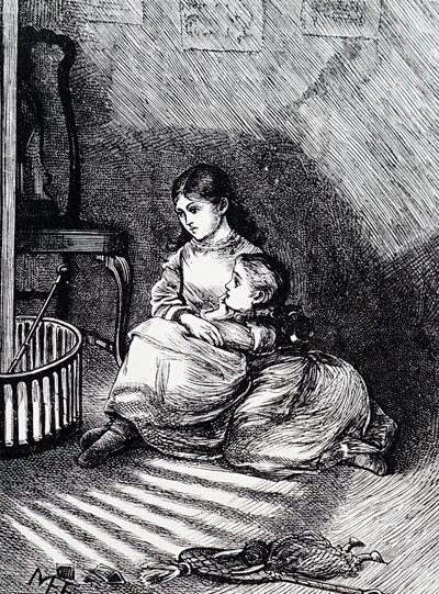 Barn som sitter ved peisen av Mary Ellen Edwards