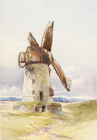 Lytham Mill, ca. 1845-55 (wc på papir) av Mary Harper