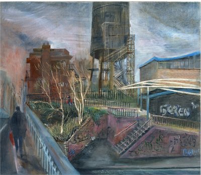 Ladbroke Grove-sperring: 1, over kanalen, 2020 (olje om bord) av Mary Kuper