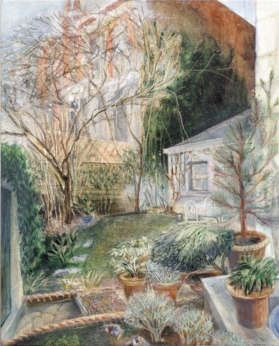 London Garden, 2002 (olje om bord) av Mary Kuper