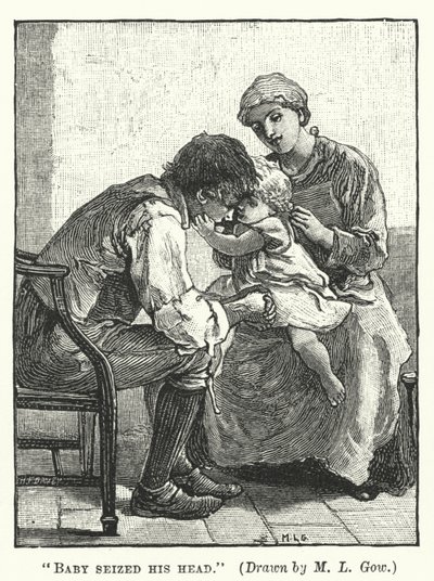 Silas Marner - Baby grep hodet hans (gravering) av Mary L. Gow