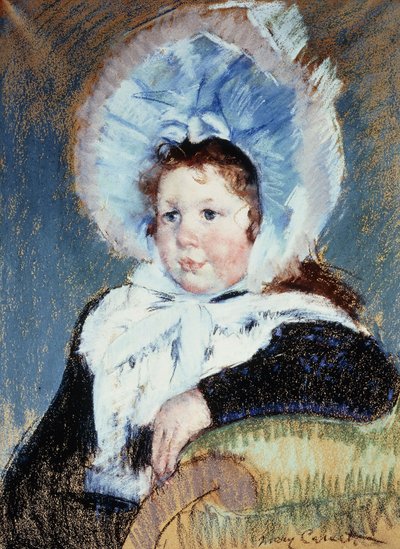 Dorothy i en veldig stor panser og en mørk frakk, ca. 1904 av Mary Cassatt