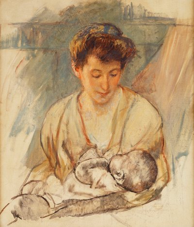 Mor Rose ser ned på hennes sovende baby, ca. 1900 av Mary Cassatt