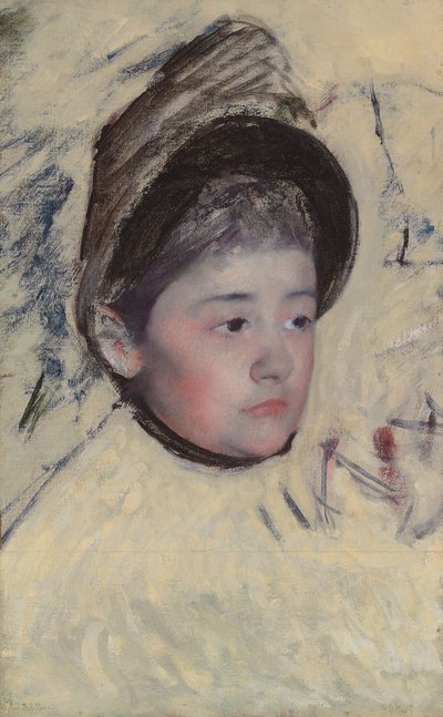 Kvinne med panser, ca. 1889 av Mary Cassatt