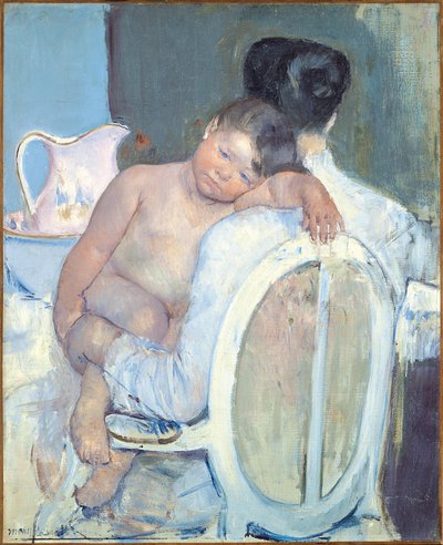 Kvinne sitter med et barn i armene, ca. 1890 av Mary Cassatt