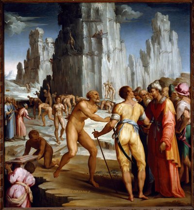 Diamantgruvearbeid. (Maleri av Maso da San Friano