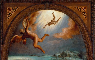 Ikaros fall, detalj (maleri av Maso da San Friano