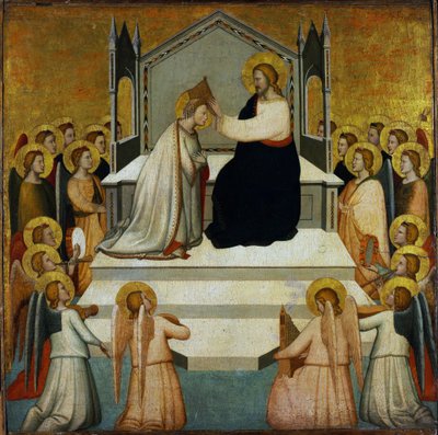 Couronnement de la vierge - Încoronarea Fecioarei - Maso di Banco (?-1348) - 1335-1340 - Tempera pe panou - 51,2x51,7 - Szepmuveszeti Muzeum, Budapestnorwegian av Maso di Banco