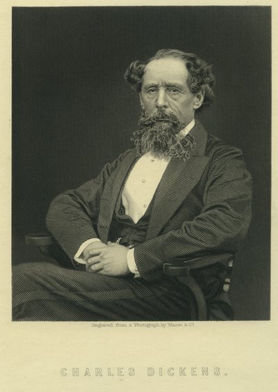 Charles Dickens, portrett etter fotografi av Herbert Watkins (f.1828) av Mason and Co.