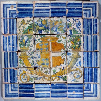 Fortau med armene til Madeleine de Savoie. Fajanse av Masseot Abaquesne (kjent mellom 1526-1564) Enouen fra 1500-tallet. Nasjonalt renessansemuseum av Masseot Abaquesne