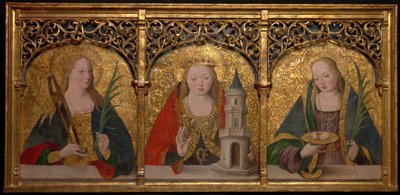 De hellige Apollonia, Barbara og Agatha, 14901500. av Master Alejo