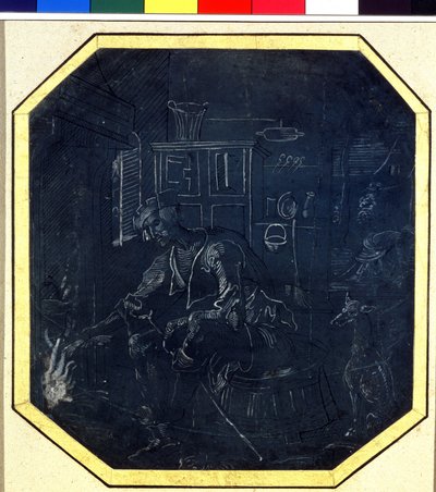 Lignelse om den fortapte sønn: den unge sønnen før ilden. Tegning av Mesteren av Antwerpen (aktiv rundt 1520), tidlig på 1500-tallet. Pushkin-museet, Moskva av Master Antwerp