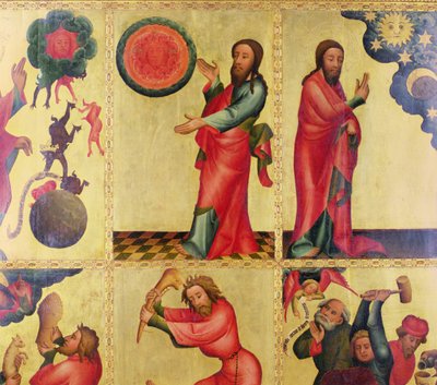 Venstre fløy av St. Peters høyalter i Hamburg, Grabower-alteret, 1383 (tempera på panel) (detalj av 145257) av Master Bertram of Minden