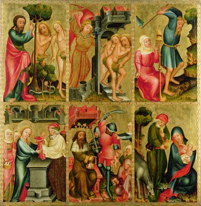 Høyre fløy av St. Peters høyalter i Hamburg, Grabower-alteret, 1383 (tempera på panel) av Master Bertram of Minden