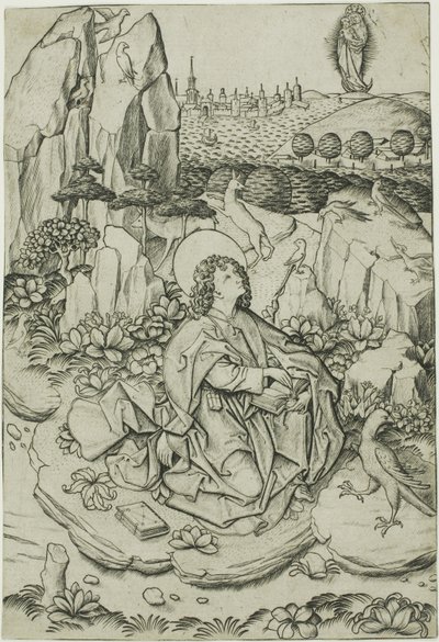 Saint John på øya Patmos av Master E.S.