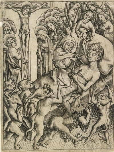 Triumfen over all fristelse i dødens time, c1400-tallet av Master ES