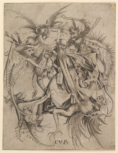 Saint Anthony plaget av demoner, sent på 1400-tallet. av Master FVB