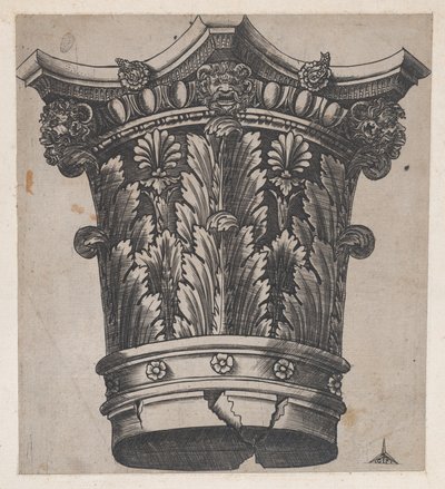 Mirror of Roman Magnificence: Kapital med hoder og masker, ca. 1537, ca. 1537 av Master GA