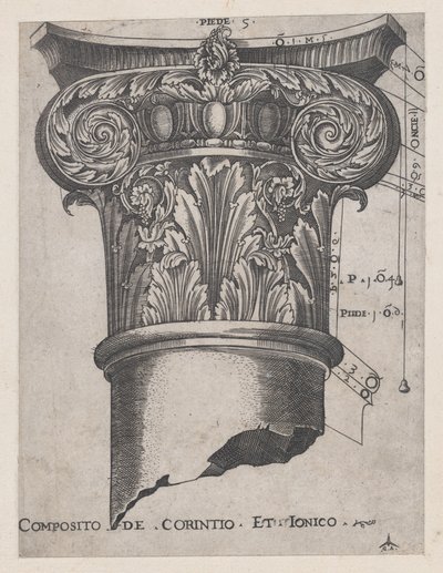 Mirror of Roman Magnificence: Sammensetning av korintisk og jonisk, ca. 1537., ca. 1537 av Master GA