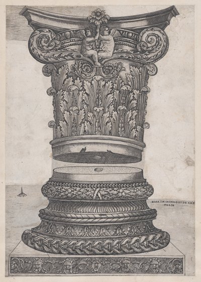 Speil av romersk storhet: Dekorert hovedstad og base, ca. 1537, ca. 1537 av Master GA