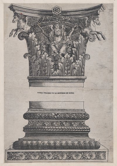 Mirror of Roman Magnificence: Pegasus hovedstad fra Temple of Mars Avenger og desember, ca. 1537 av Master GA