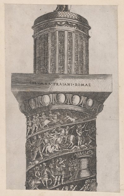 Mirror of Roman Magnificence: Den øvre delen av Trajans søyle, viser ara..., 1500-tallet. av Master GA