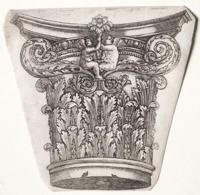 Base og kapital med Putti, ca. 1525-1550. av Master G. A. with the man