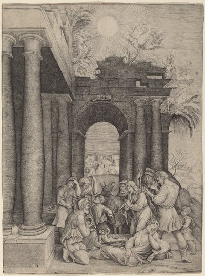 Hyrdenes tilbedelse av Master HFE after Domenico Beccafumi