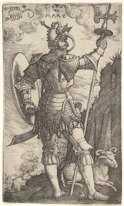 Mars fra The Gods Who Preside Over the Planet, 1528. av Master I.B.