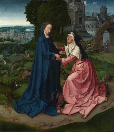 Jomfruens besøk til Saint Elizabeth. Panel fra en altertavle, ca 1515 av Master of 1518