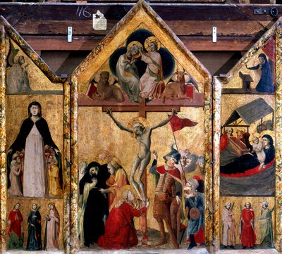 Triptyk med korsfestelsen som sentralpanel, c1333 av Master of Bologna