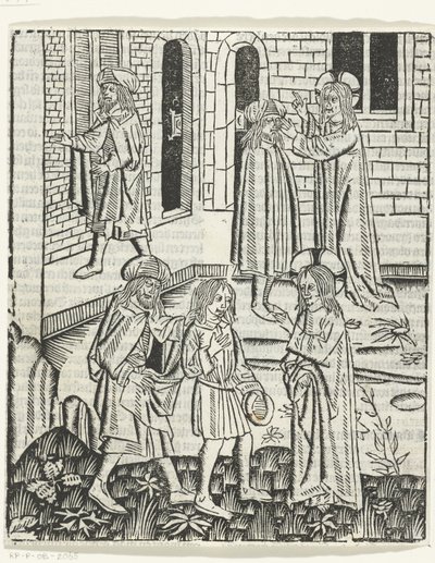 Kristus helbreder den blinde mannen i Bethesda av Master of Delft (attributed to)