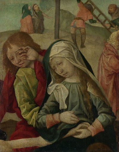 Jomfru Maria og Johannes sørger over Kristi legeme, ca. 1500 (olje på panel) av Master of Delft