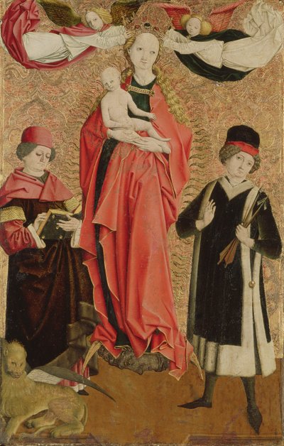 Jomfruen av den ubesmittede unnfangelsen med Saint Mark og Saint Sebastian av Master of Grossgmain