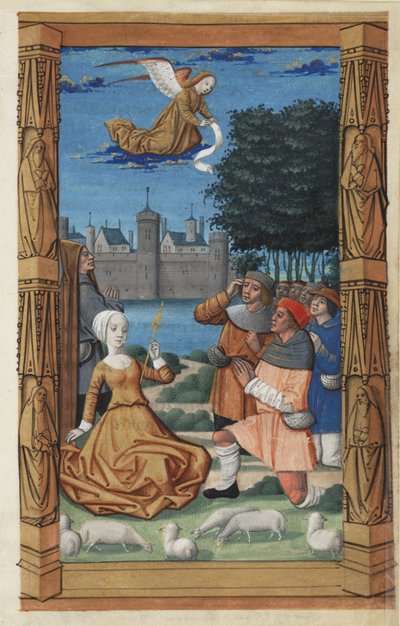 Bebudelse til hyrdene, fra en timebok, ca. 1485 av Master of Guillaume Lambert