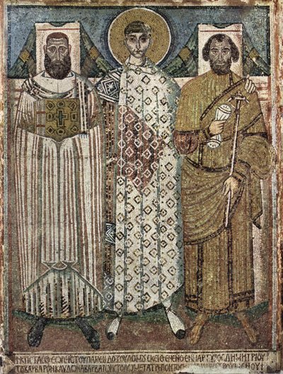 Den hellige Demetrius av Thessaloniki med giverne, 600-700-tallet av Master of Hagios Demetrios