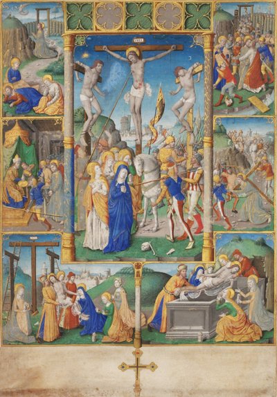 Korsfestelsen med seks scener fra Kristi lidenskap av Master of Jacques de Besançon