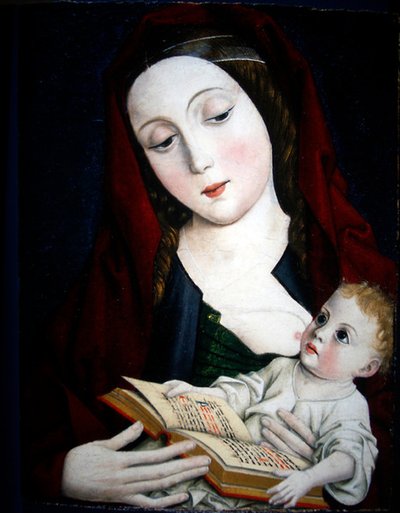 The Virgin and Child (olje på panel) av Master of Osma