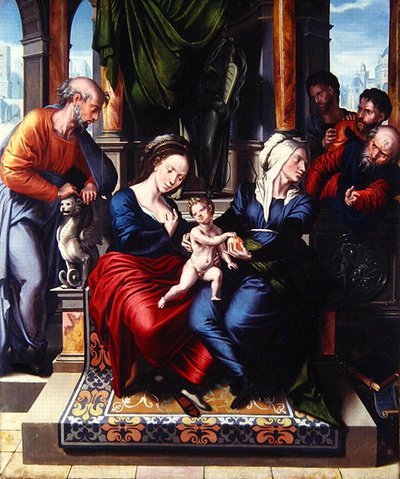 Den hellige familie (olje på panel) av Master of Paul and Barnabas