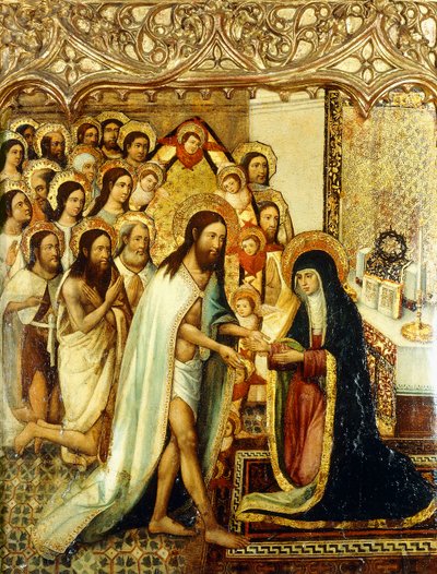 Kristus presenterer Det gamle testamentes forløste for sin mor, av Master of Perea