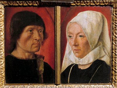 Portrett av en mann og hans kone. Representasjon av et par (dobbelt portrett). Maleri av Mesteren De Saint Gilles (aktiv mellom 1490-1510), fransk skole av Master of Saint Giles