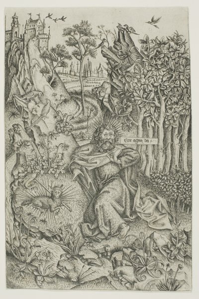 Døperen Johannes i ødemarken av Master of Saint John the Baptist