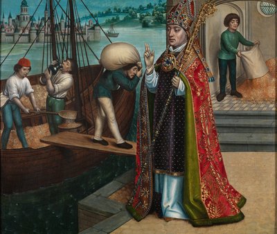 Kornets mirakel, fra St. Nicholas altertavle, ca. 1486-93 (olje på panel) av Master of The Legend of St. Lucy