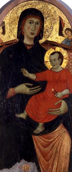 Madonna og barn (tempera på panel med bladgull) av Master of Varlungo