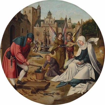 Den hellige familie av Master of the Antwerp Adoration