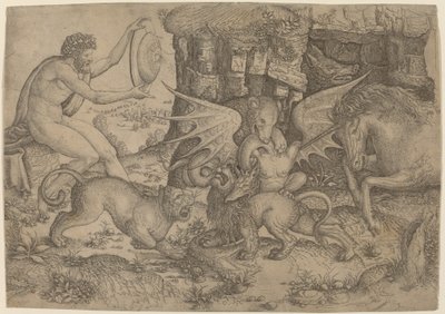 Allegorisk tema: Bekjempelse av dyr av Master of the Beheading of St. John