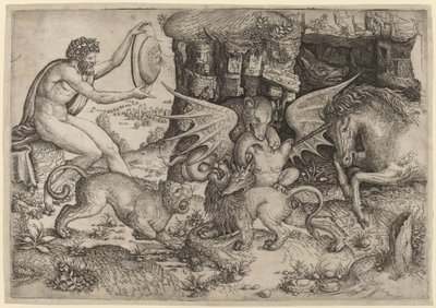Allegorisk tema: Bekjempelse av dyr av Master of the Beheading of St. John