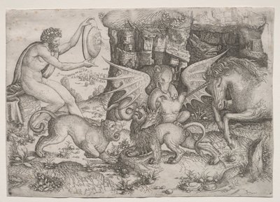 Allegorisk tema: Bekjempelse av dyr av Master of the Beheading of St. John