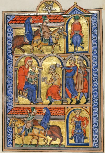 Tilbedelse av magiene av Master of the Berthold Sacramentary